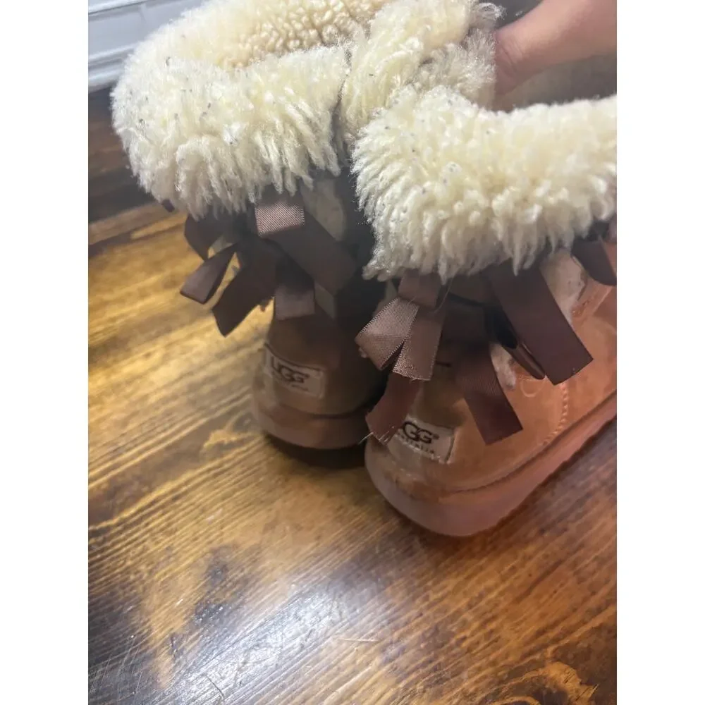 UGG Brown Bailey Bow Boots Kids Size 4